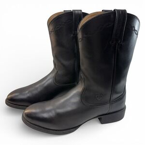 Ariat Heritage Roper Mens Size 9 EE Wide Black Leather Western Boots 10002280